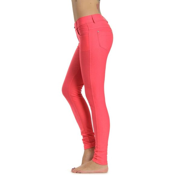Plus Size Women's Slimming Jeggings - Lightweight Jean Look Tights in Coral